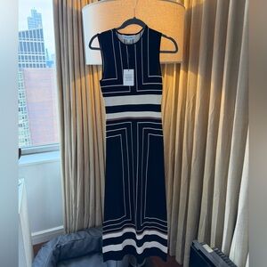 SOLID & STRIPED Geometric Black and White Maxi Dress
